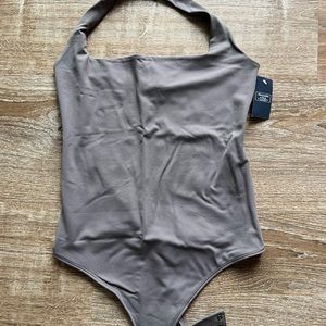 Grey halter Abercrombie thong bodysuit